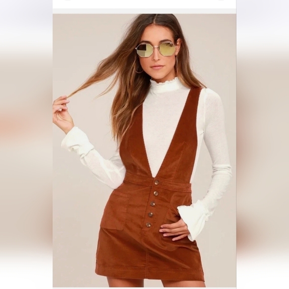 FREE PEOPLE Old School Love Corduroy Pinafore Dress In Cream. Size 2 - Picture 14 of 14